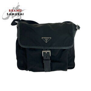 Prada Tessuto triangular logo plate black nylon Shoulder messenger bag